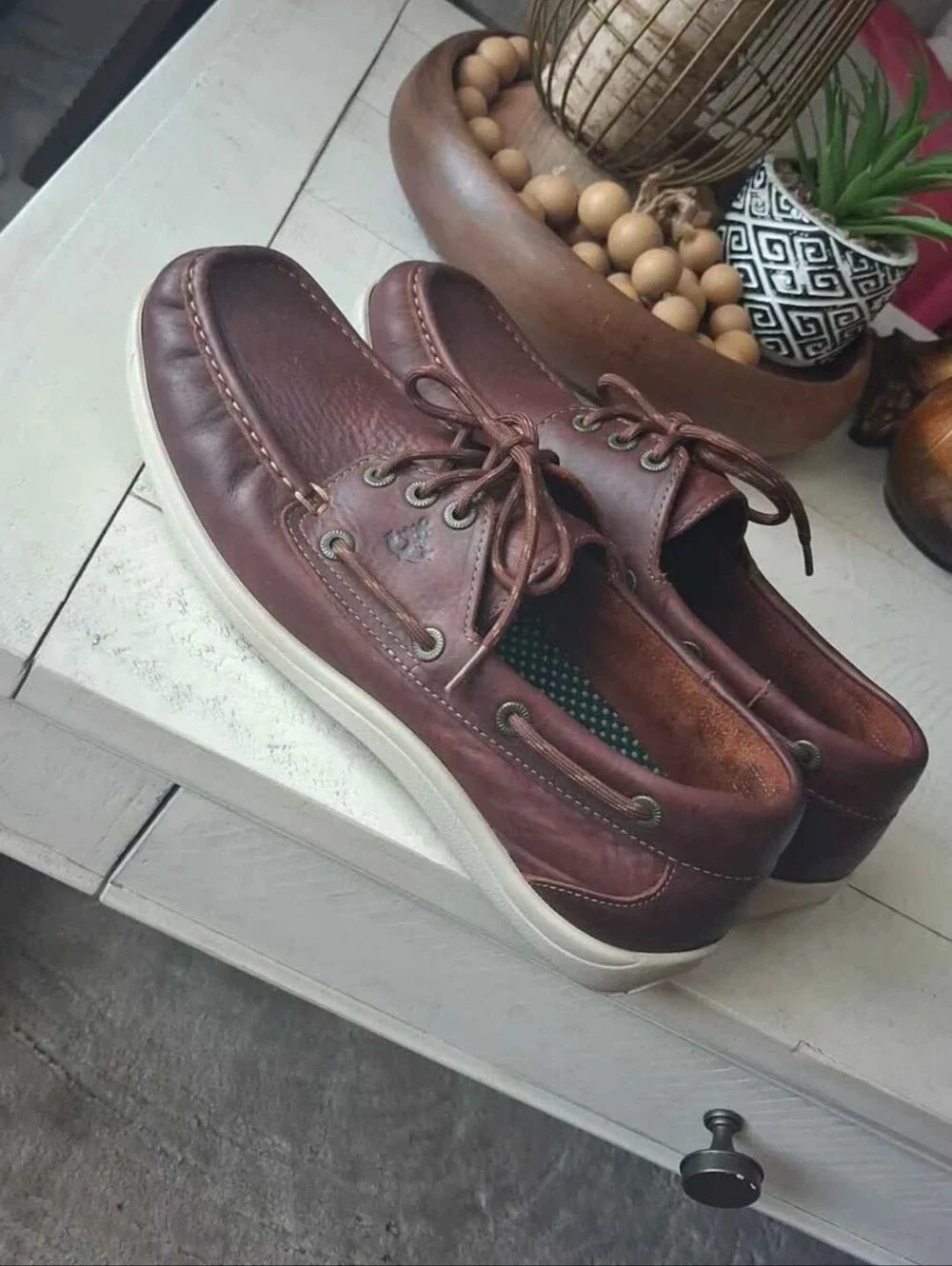 SAS Decksider Boat Shoe - Briar Brown with White Sole
